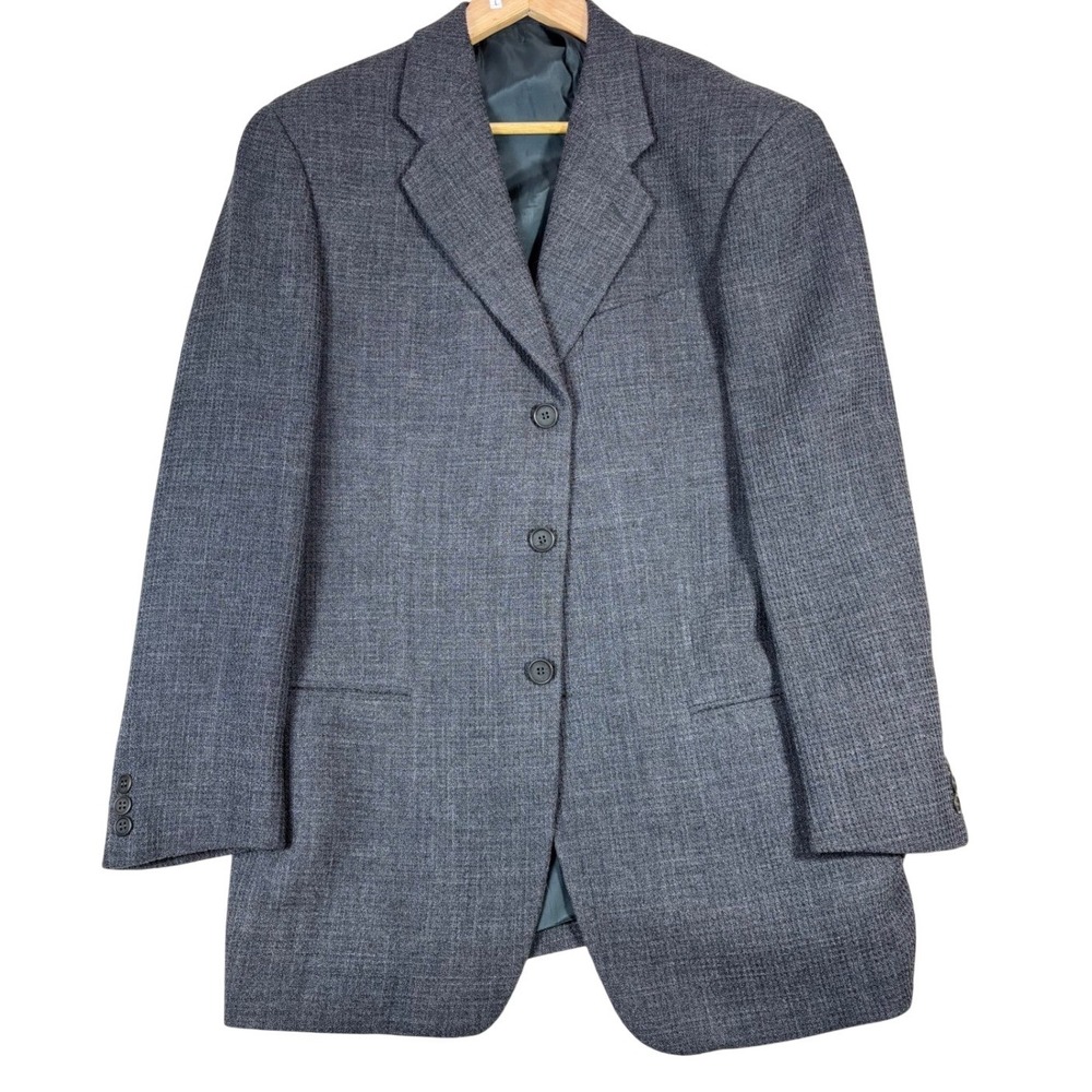 Armani Collezioni Mens Charcoal Grey‎ 100% Virgin Wool 3-Button Blazer Italy 43R